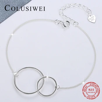 

Colusiwei Charm Classic 925 Sterling Silver Double Cirle Fashion Lucky Chain Bracelet Bangle For Women Geometric Fine Jewelry