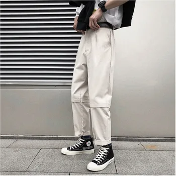

Men's trousers new summer 2019 slim solid color nine-point trousers simple trousers loose casual personality young men's wear