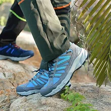 Высококачественные мужские ботинки для пешего туризма; кожаные ботинки с сеткой; мужские ботинки для альпинизма на резиновой подошве; уличные горные ботинки; нескользящие дышащие кроссовки