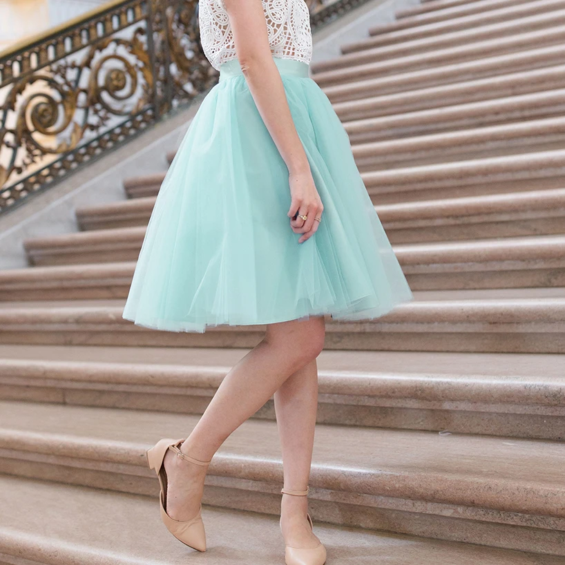 20 Women Tulle Skirt Women Army Green Knee Length Empire Girls Plus Size Tulle Skirts Designer Secret Custom - Цвет: 20