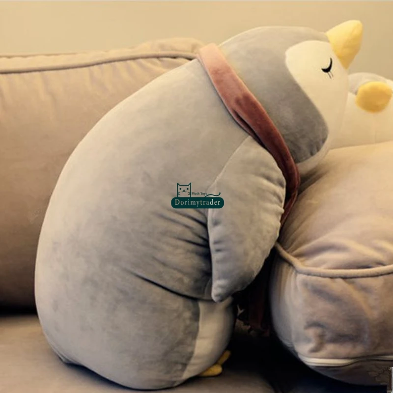 Dorimytrader pop lovely lying animal penguin plush pillow toy giant stuffed anime penguins doll cartoon pillow gift decoration 35inch 90cm DY61818  (1)