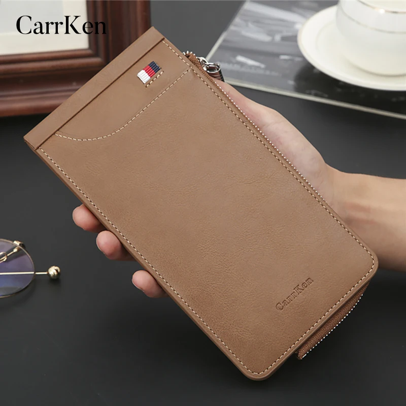 CarrKen высококачественный кожаный Длинный кошелек мужской клатч на молнии