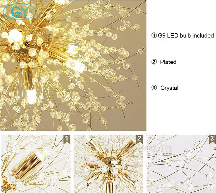Современные D40cm D50cm crystal led подвесные светильники Nordic industrial золото G9 подвесной светильник led теплый белый, холодный белый люстры lamparas