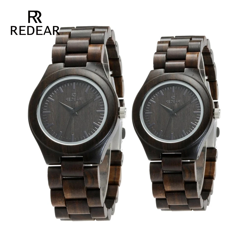 REDEAR Handmade Black Sandalwood Watches Lover's Watches Cool Nature Wood Quartz Automatic Watch in Gift Box REDEAR Handmade Black Sandalwood Watches Lover's Watches Cool Nature Wood Quartz Automatic Watch in Gift Box