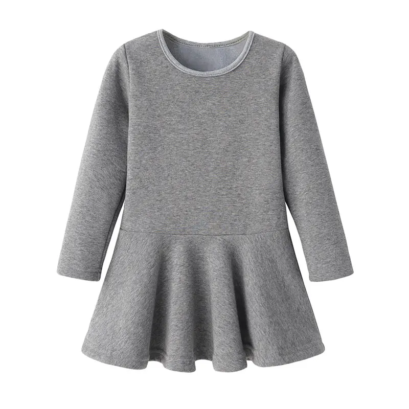 gray AuroraBaby/Детские платья для маленьких девочек; хлопковая одежда для новорожденных; теплое зимнее флисовое платье с подкладкой; Новинка года; детское платье-пачка - Цвет: gray
