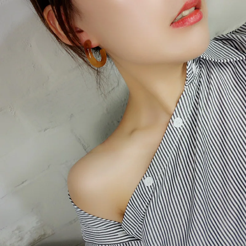 UJBOX корейские преувеличенные круглые акриловые серьги, много цветов, уксусная кислота, серьги, геометрические круглые серьги-кольца E004
