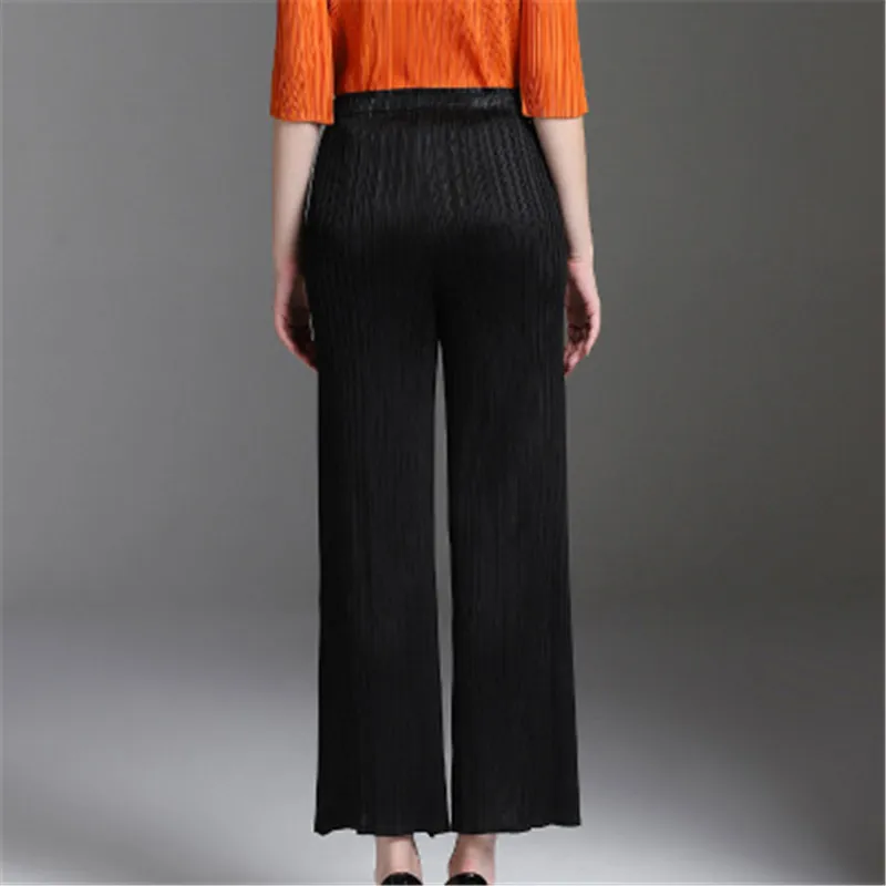 Miyake folds straight casual trousers loose pleated light blue large size wild ladies wide leg pants straight legs straight Miyake folds straight casual trousers loose pleated light blue large size wild ladies wide leg pants straight legs straight