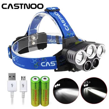 

CASTNOO Headlamp 10000 LM 5X T6 LED USB Headlight 5 Modes Lamp Camping Fishing Flashlight+2*18650 Battery