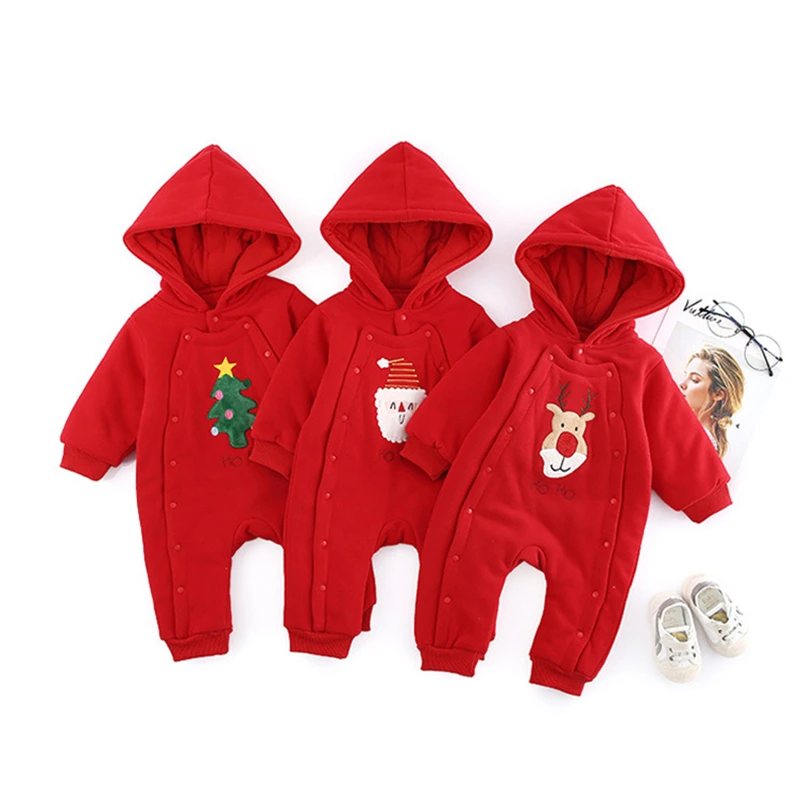 Модные осень-зима детская одежда, комбинезон для новорожденных комбинезон с рождественским оленем комбинезон с капюшоном Детские