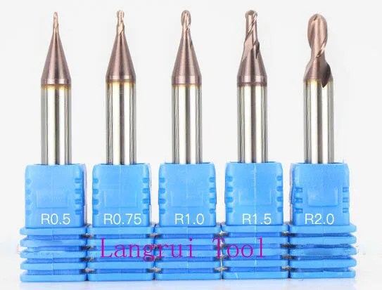 

5PCS HRC50 2F-R0.5/R1.0/R1.5/R2.0/R2.5/R3.0*6D*50LCarbide milling cutter handle  ball nose key machine end milling cutter