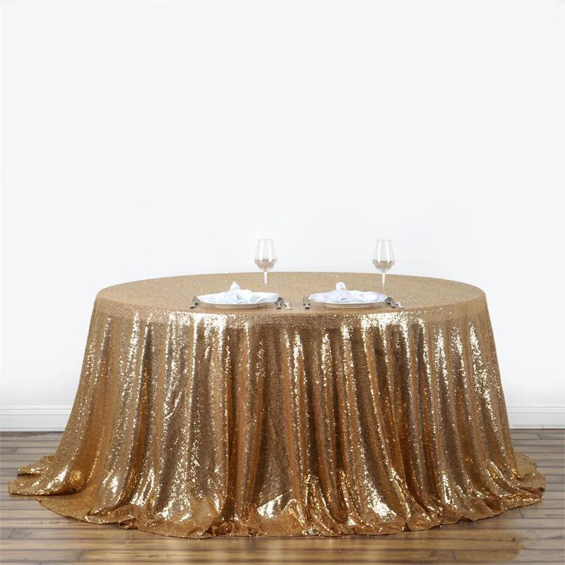 

10pcs Gold Sequins Tablecloth Banquet Hotel Wedding Party Decoration Shinning Table Cover Overlays toalha de mesa nappe ronde