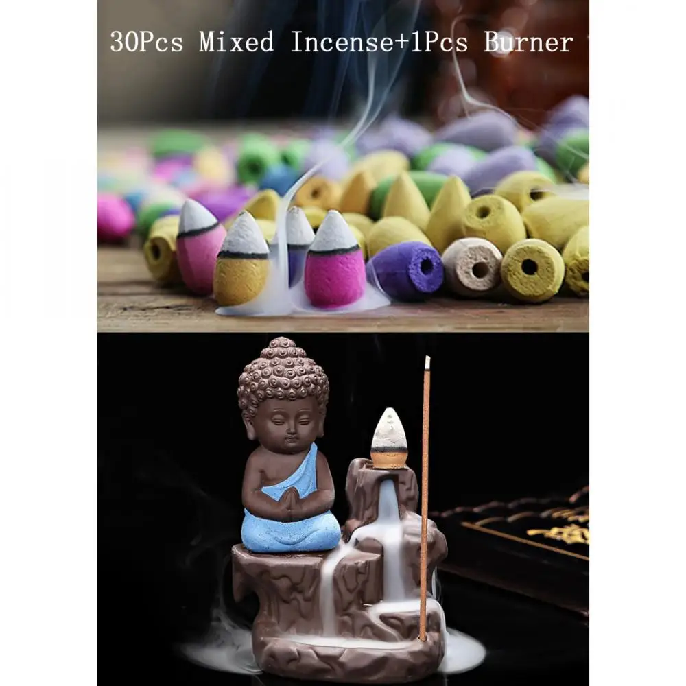 

Small Buddha Censer Smoke Waterfall Burner Creative Home Decor The Little Monk Backflow Incense Burner Use In Home Teahouse