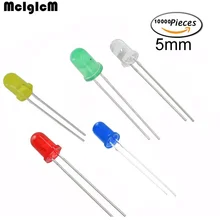 McIgIcM 10000 шт. белый светильник-излучающие диоды белый Поворот Белый Красный Зеленый Желтый 5 мм светодиод
