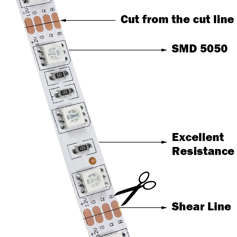 Высокая яркость 12В Светодиодная лента 5050SMD 60 Светодиодный s/m 5 м/лот гибкая светодиодная лента светильник для праздника светильник ing украшение