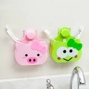 

Cartoon Animal Shape Plastic Sponge Storage Box Seamless Hanging Multifunctional Bathroom Toothpaste Toothbrush Soap Holder Tool