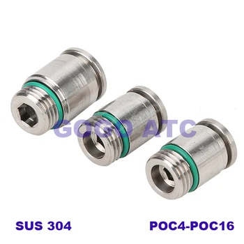 

Stainless steel 304 POC4-16mm hexagonal male thread straight-through fitting pneumatic pneumatic quick-connect fitting connector