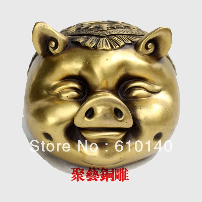 

Bronze sculpture, copper fu word pig money pig decoration Bronze statue copper