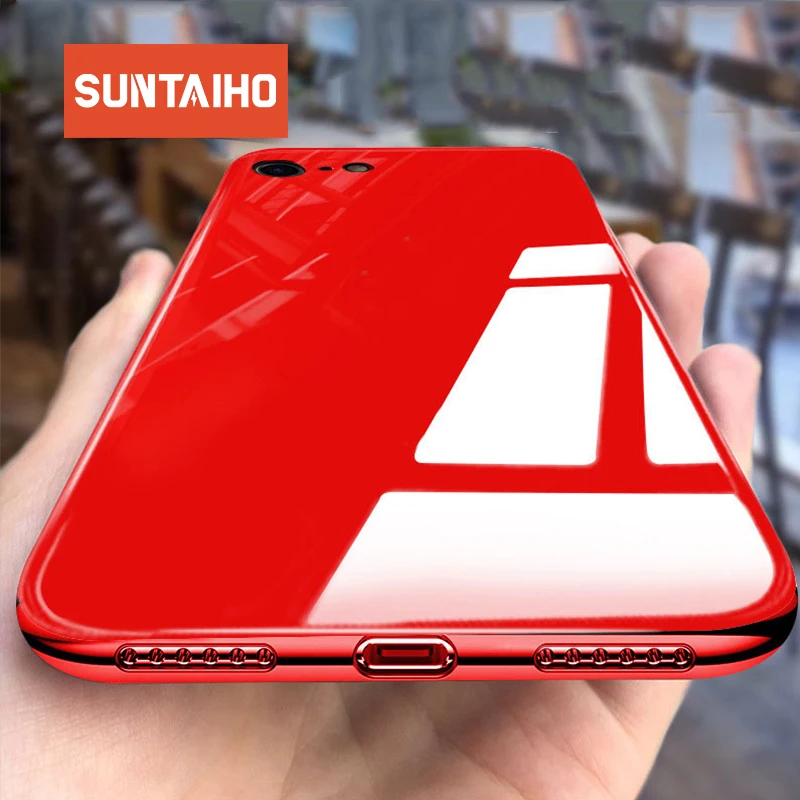 Suntaiho ل فون X XS ماكس XR حالة 6 s ل فون 7 حقيبة لهاتف أي فون 8 حالة iphon حالة 7 لينة TPU الرخام الزجاج الخلفي الفاخرة لوحة