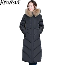 Зимняя куртка для женщин Новое поступление белый пуховик Куртки-Пуховики утепленные большой меховой воротник с капюшоном парка ST535