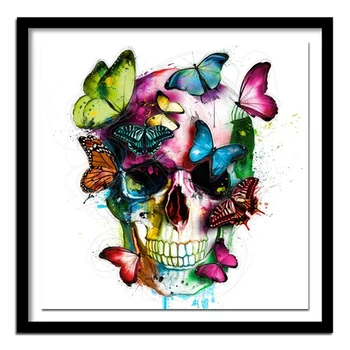 

DIY 5D Full Round Diamond Embroidery Skull Head Butterfly Diamond Painting Cross-stitch Full Pasted Rhinestone Decorative