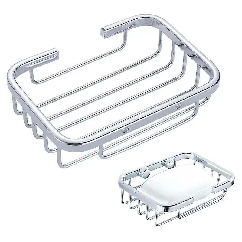 SRJ Stainless Steel Square Soap Dishes Shelf Bathroom Shower Soap