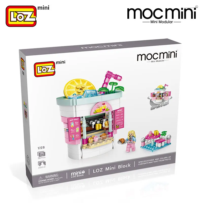 LOZ 1729 Amusement Park Drinking Shop 3D Model Small Mini Blocks Building Toy