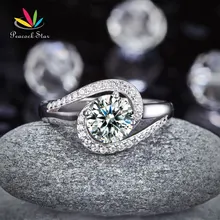 Pavo real Estrella Torcedura Curl 925 Bodas De Plata De ley Anillo de Compromiso 1.25 Ct Creado Diamante Aniversario Promesa CFR8245