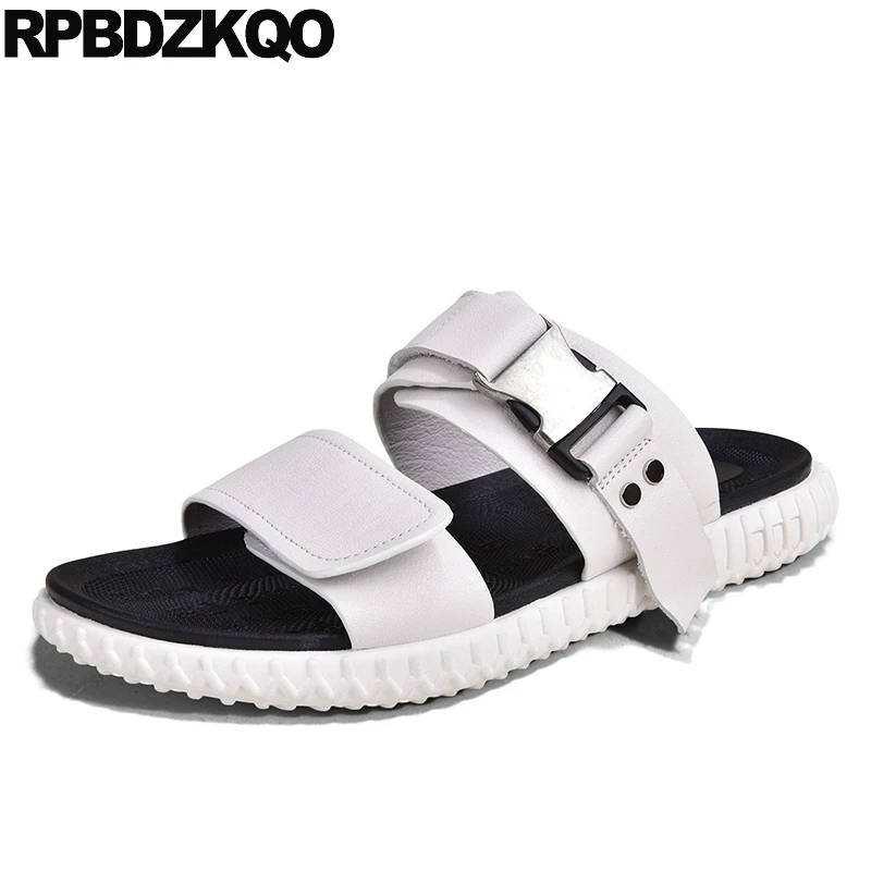 

white slides 2019 soft slippers designer shoes men high quality summer sandals slip on casual italian genuine leather luxury