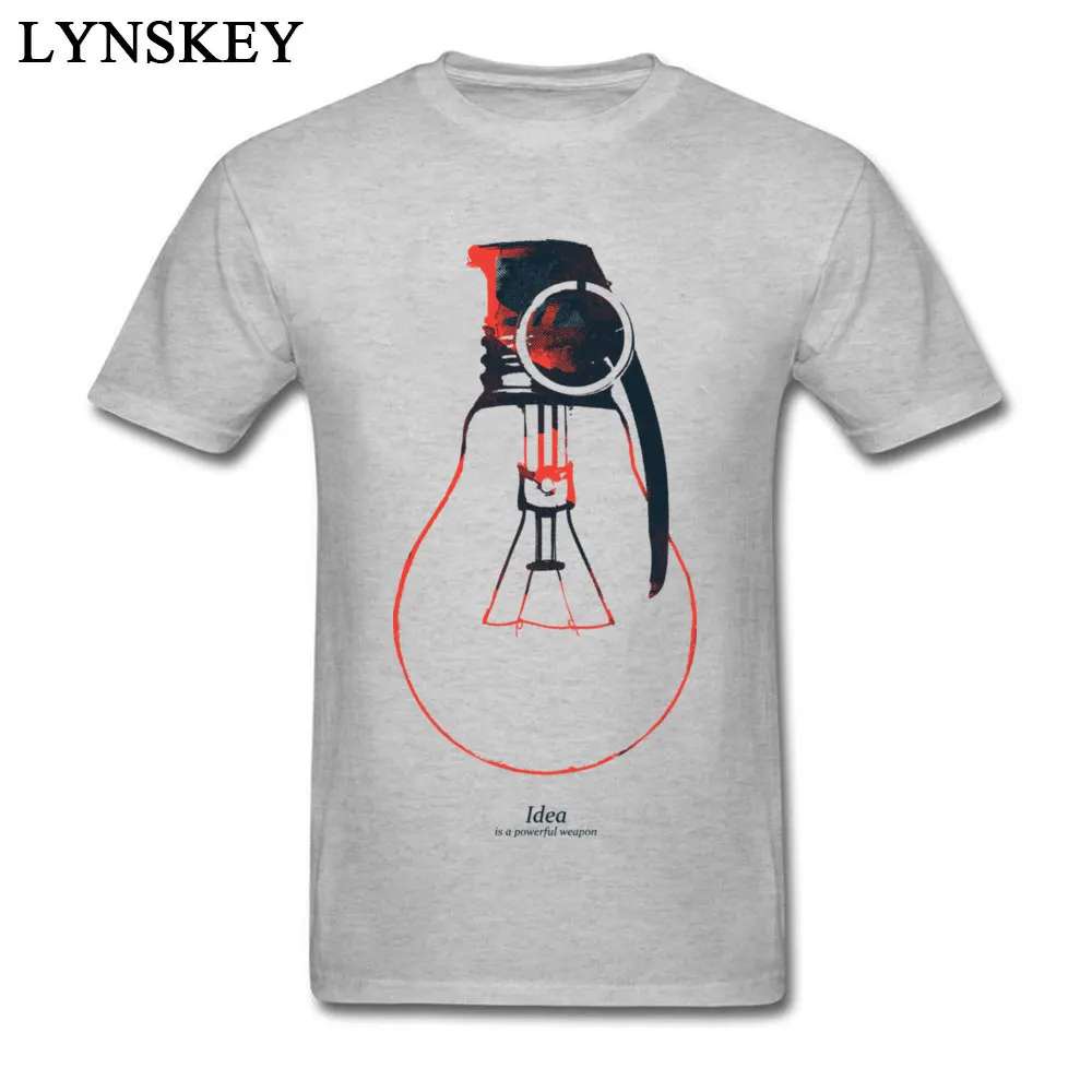 Simple Style Tops T Shirt for Men New Coming Summer Fall Crew Neck 100% Cotton T-shirts Idea is a powerful weapon Crazy Tee-Shirts Idea is a powerful weapon grey