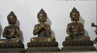 

16"Tibet Buddhism Bronze Three Sakyamuni Amitabha Tathagata Buddha statue Set