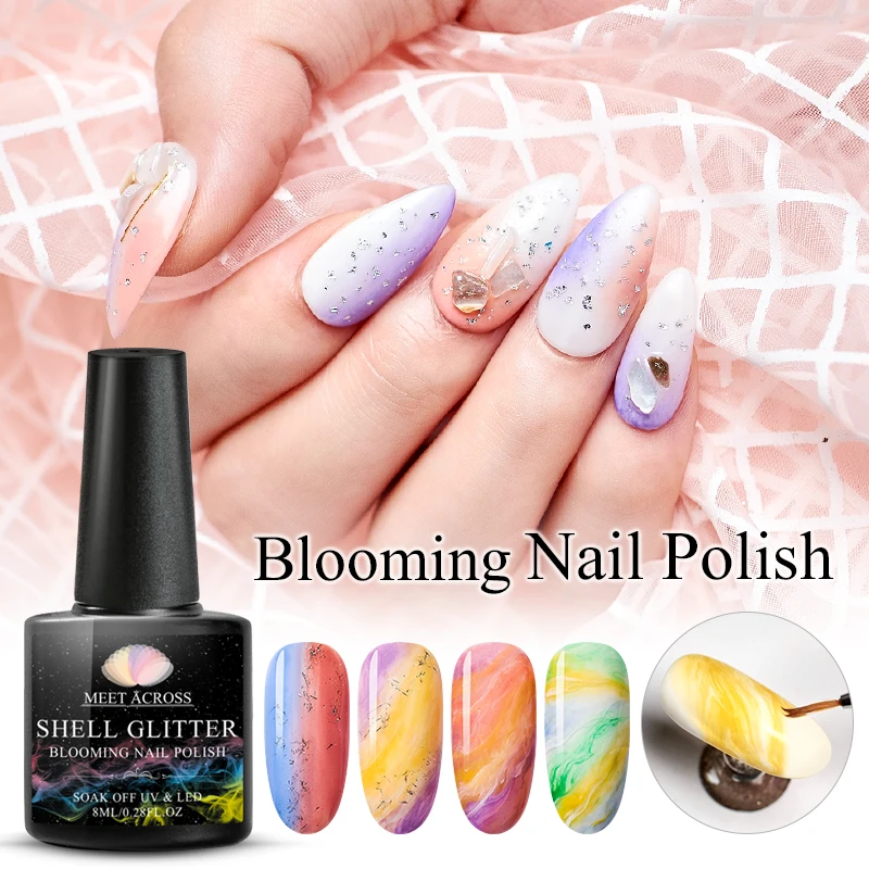 

MEET ACROSS Blooming Effect Gel Nail Polish 8ml Painting Gel Lacquer Soak Off UV Led Long-Lasting Nail Paint Blossom Gel