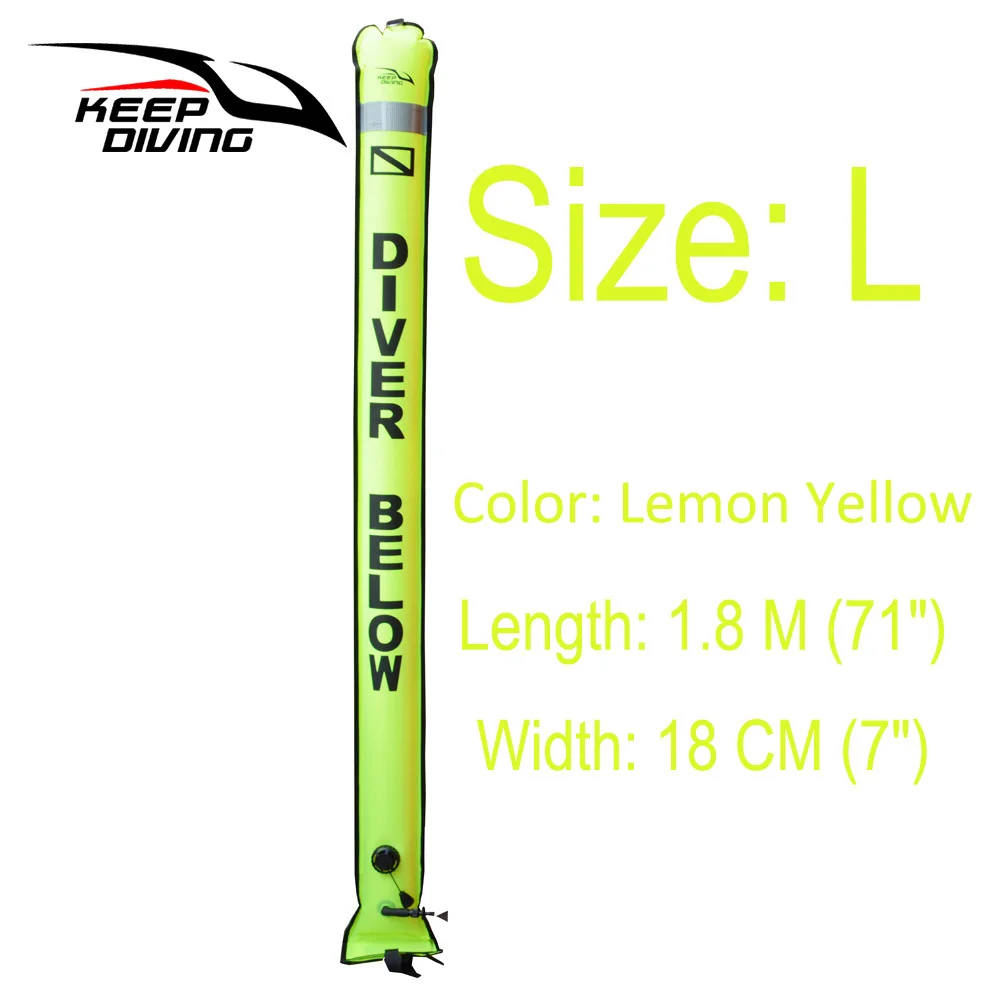 1.8M Yellow Keep Diving 1,2 м/1,5 м/1,8 м профессиональный высококачественный надувной спасательный сигнал для подводного плавания, сигнальная поверхность буя(SMB) трубка - Цвет: 1.8M Yellow