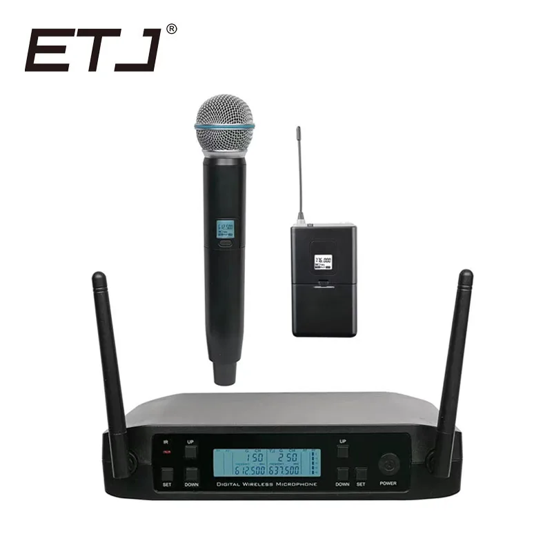 

ETJ Brand UHF Dual Wireless Microphone System GLXD24/BETA58 GLXD4 GLXD2 MIC For Church Stage More Channel Than SLX24 PGX24