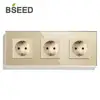 BSEED Triple EU Standard Power Socket White Black Gloden Crystal Glass Panel 110-240V Electrical EU Socket ► Photo 2/6