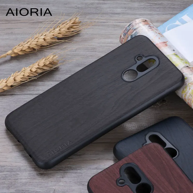 

Wooden design case for Huawei mate 20 lite pro soft TPU silicone material with High Quality wood leather skin covers coque funda