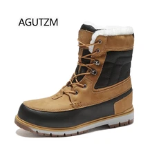 AGUTZM/6666 г. новые модные высокие теплые водонепроницаемые мужские зимние ботинки из микрофибры с нескользящей подошвой, большие размеры: 40-46