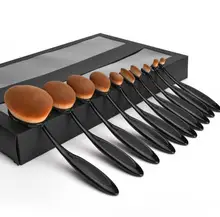 10 pcs Oval Makeup Brush Set Foundation Powder Cream Make Up Tool Kit Toothbrush Shape Oval Brushes-MB008