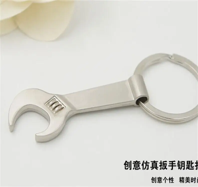 

100 pcs/lot creative spanner keychain beer opener can bottle opener wrench key ring gifts