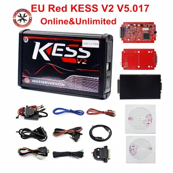 

Online EU Red Kess V5.017 V2.47 OBD2 Manager Tuning Kit KTAG V7.020 4 LEDS ECU Programmer Unlimited BDM Frame 22pcs Adapters