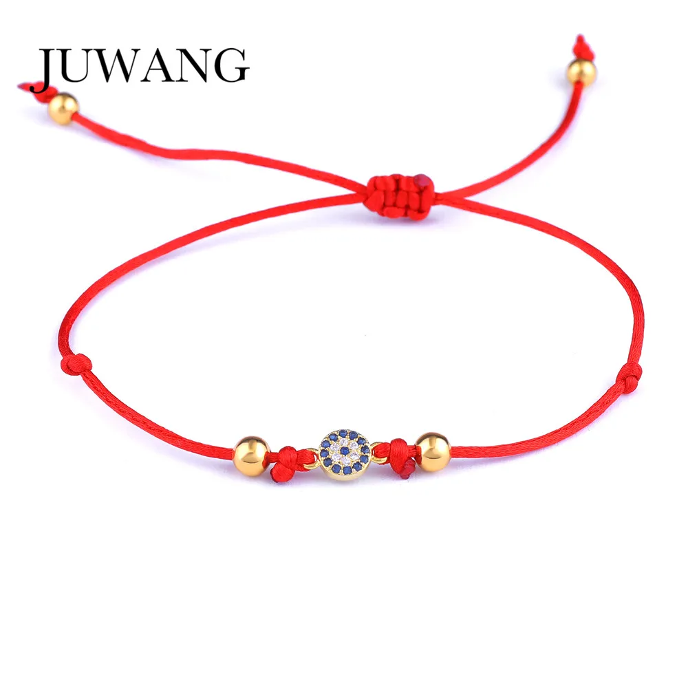 

JUWANG Round Blue CZ Evil Eye Charm Bracelet for Women Adjustable Red String Rope Bracelets Jewelry Gift Wholesale