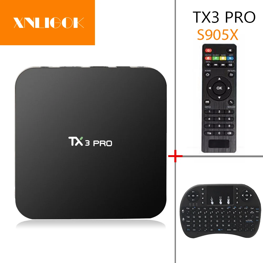 2018 новейшее хорошее качество TX3 Pro Amlogic S905X 1G/8G четырехъядерный KD android 6 0 HD IPTV S905W smart