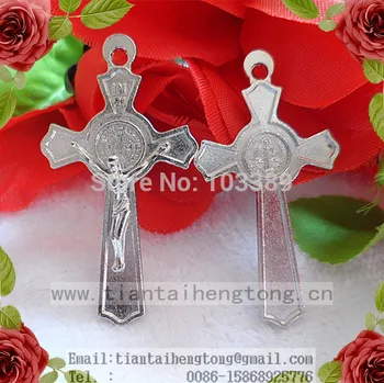 

Free shipping 50pcs/pack one hole metal alloy rosary cross italy cross,saint benedict cross,crucifix special offer