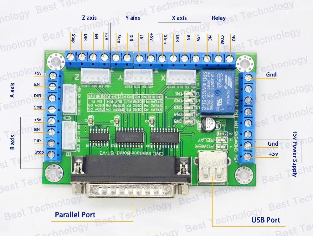 Дизайн Mach3 5Axis CNC breakout board контроллер для фрезерного станка с ЧПУ Интерфейсная плата адаптера
