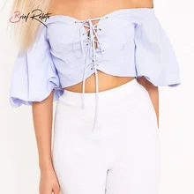Brief Relate Blue Stripe Tie Off Shoulder Tops Sleeve Women Blouse Casual Sexy Top Shirt Strapless Party Wear Brief Relate Blue Stripe Tie Off Shoulder Tops Sleeve Women Blouse Casual Sexy Top Shirt Strapless Party Wear