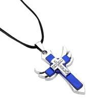 Elegante Jóias Venda Quente Das Mulheres Dos Homens Cruz da Asa do Anjo Pingente Colar de Cadeia Cadeia de Preto Para O Sexo Masculino dos homens Witcher Inicial dropship #(China)