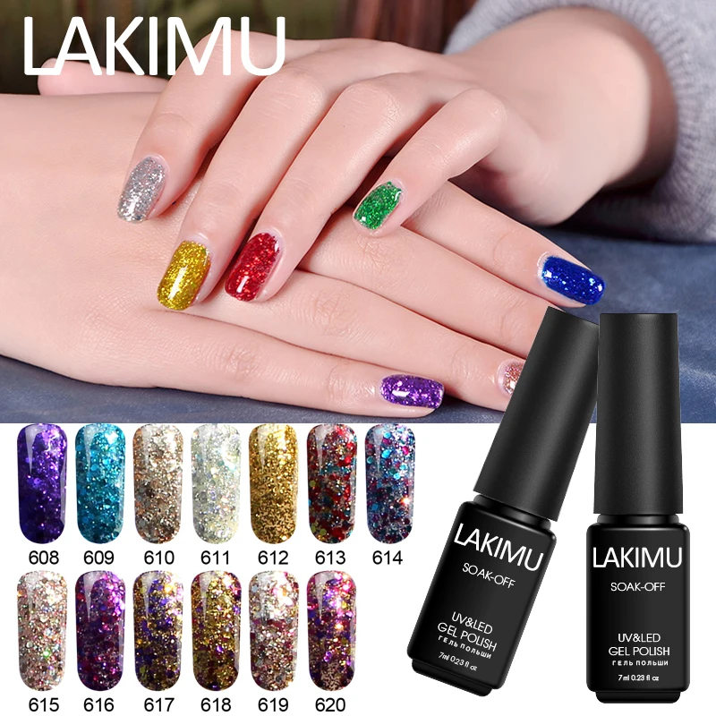 Lakimu УФ гель для ногтей Lucky Led 3D Алмазный с блестками лак отмачиваемый нужна лампа