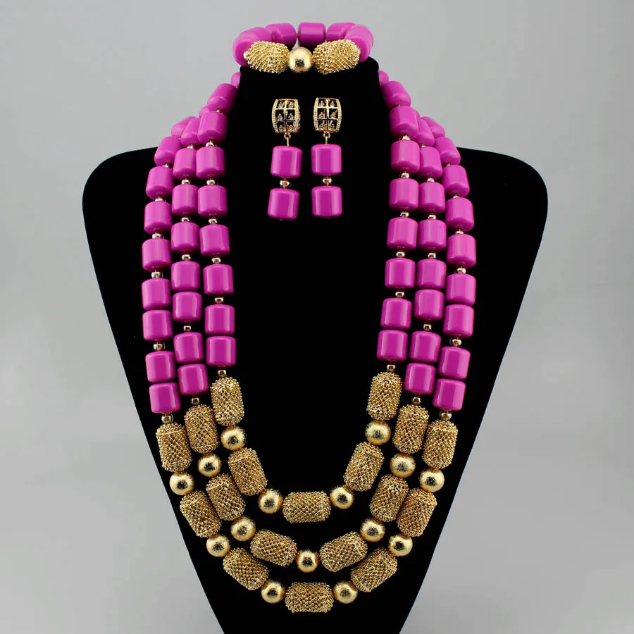 

Luxury Nigerian Wedding Coral Beads Jewelry Sets Crystal Rhinestone Bib Necklace Earrings Set for Women Big bold african jewelry