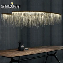 Modern Aluminum Chain Meteor Shower led Pendant Light for Hotel Hall Restaurant Dining Room Silver Creative Hanging Pendant Lamp