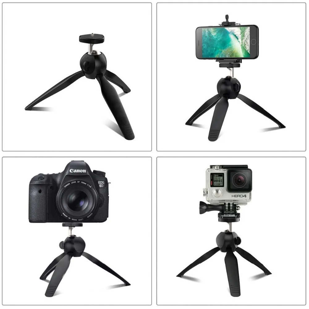 Kaliou YT-228 Tripod Stand Monopod with Phone Clip Holder for Mobile Phone Iphone XiaomiHuawei for Gopro 7 6 5 4 3 2 1 Sjcam