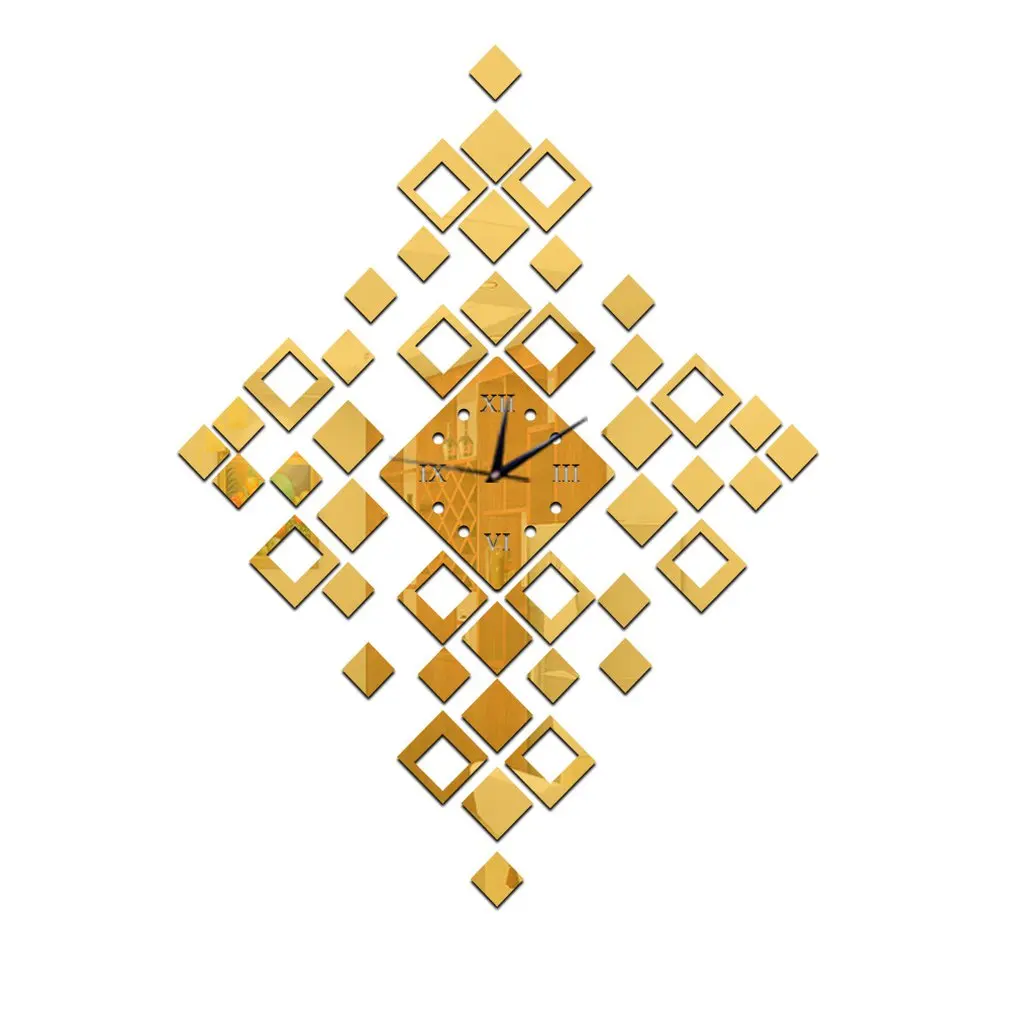 

GZ056 Creative Decorative Wall Clock Small Square Mirror Wall Stickers Clock Bedroom Living Room Study Decorative Wall Clock